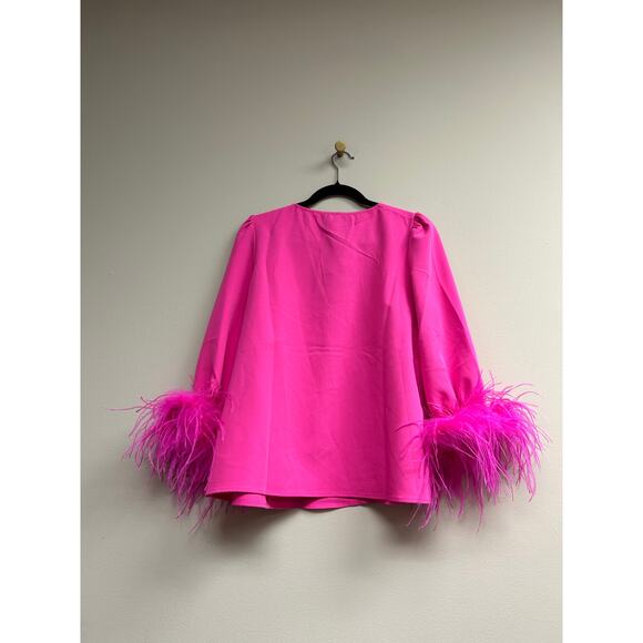 TUCKERNUCK Hot Pink Feather Easton Blouse M - NWT - Picture 5 of 5